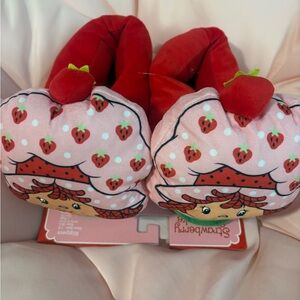 Strawberry Shortcake Red and Pink Women's Slippers Size 7-8 M/L
